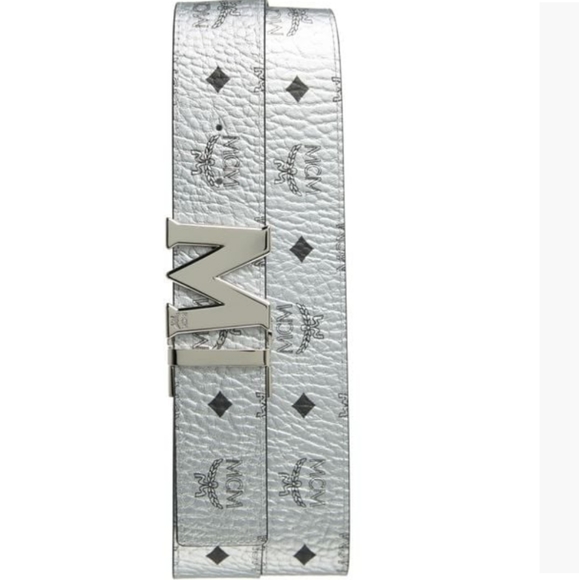 Brand New with Tags MCM Claus Reversible Metallic Silver Belt - Picture 7 of 10